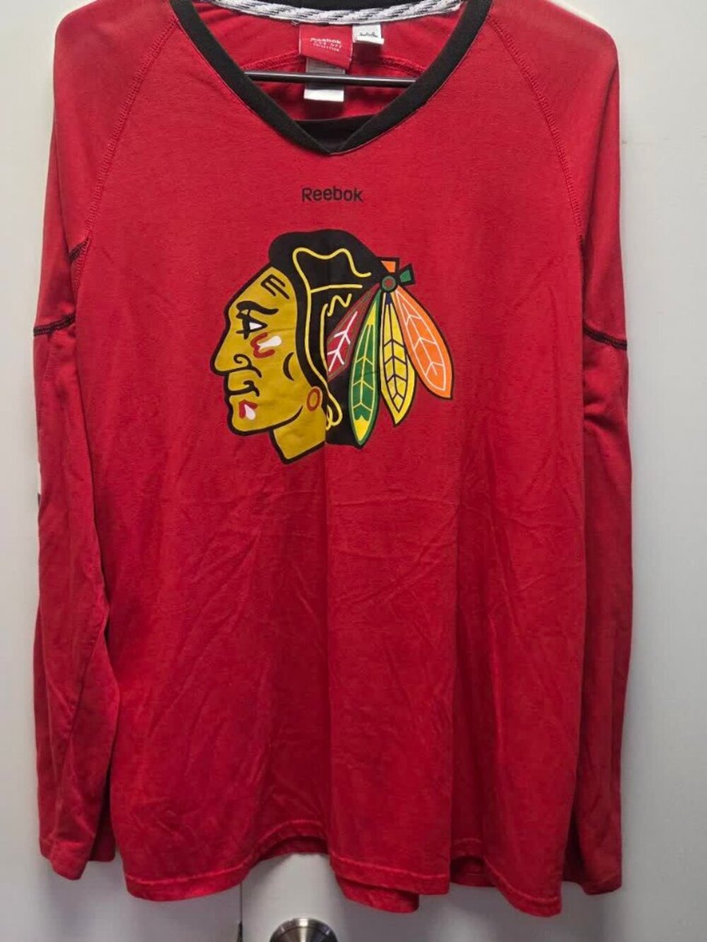 Chicago Blackhawks Shirt Mens 2XL Reebok Face Off Long Sleeve NHL Licensed